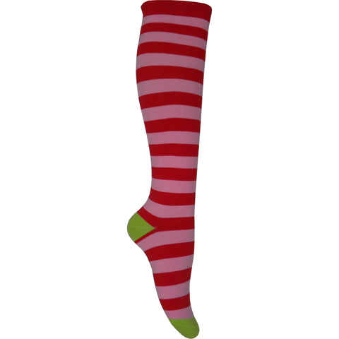 Stripe Knee High Socks in Pink and Red