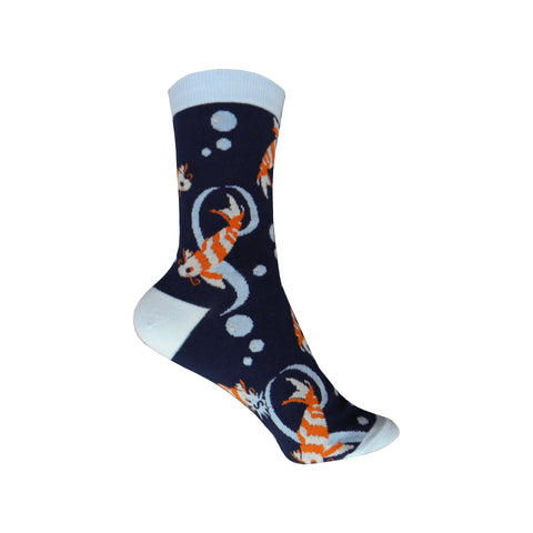 Koi Fish Crew Socks in Blue