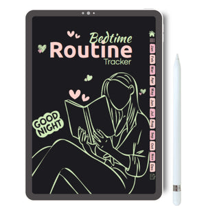 Daily Bedtime Routine Tracker - Dark Mode Digital Planner