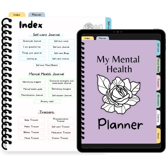 My Mental Health Digital Planner | Digital Planner | $15.01 - $25.00, Blue, Digital Planner, Green, health, Pink, Purple, Yellow | Tracia Creative