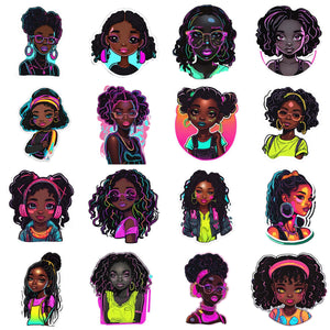 Neon Girl - Ebony Edition Digital Planner Stickers