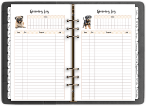 pet grooming log planner