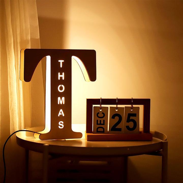 wooden lamp with name