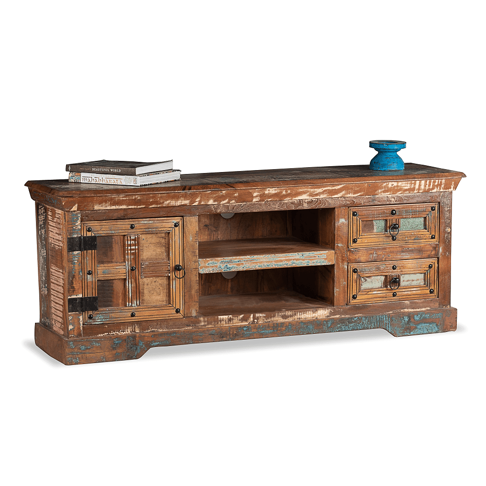 Shop Solid Reclaimed Wood Richard TV Stand Online in Distressed ...
