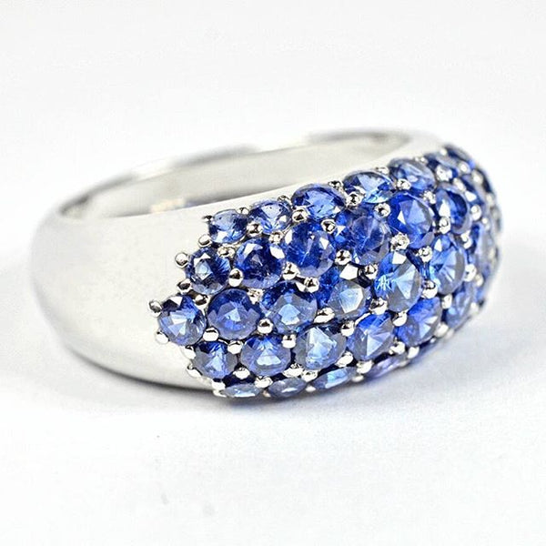 Blue sapphire paved ring