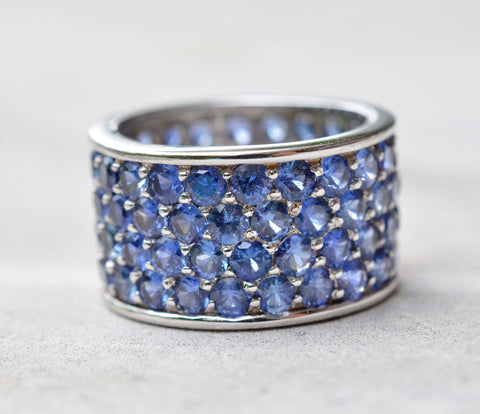 blue sapphire ring with 88 sapphires