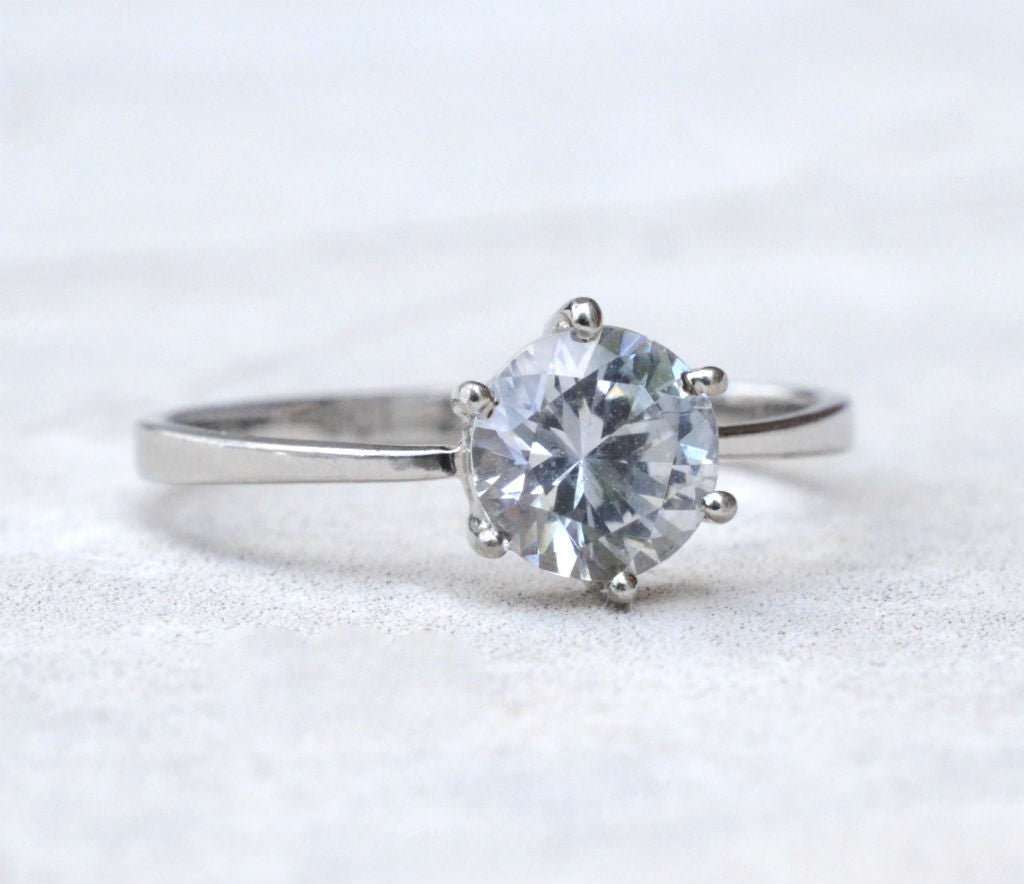 white sapphire princess ring