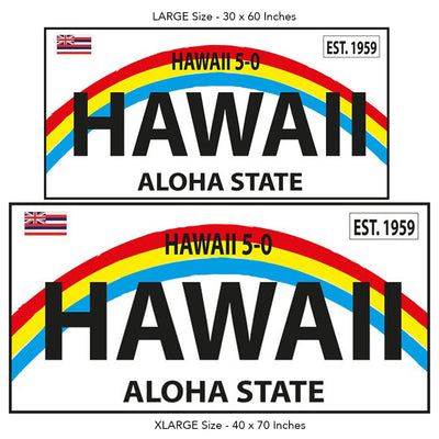 1959 Hawaii Aloha State License Plate Beach Towel on White
