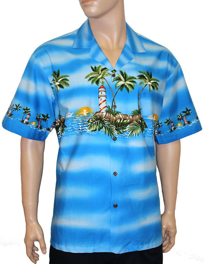 Aloha Chest Border Shirt Lighthouse Paradise