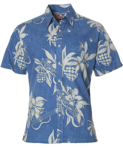 Dress Aloha Shirt Pineapples and Ukuleles