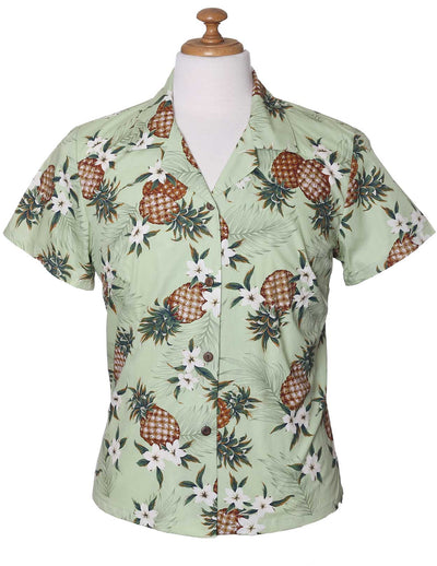 Sunny Pineapples Fitted Hawaiian Blouse