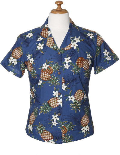 Sunny Pineapples Fitted Hawaiian Blouse