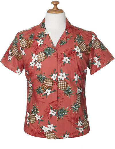 Sunny Pineapples Fitted Hawaiian Blouse