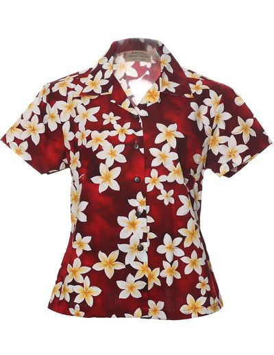 Island Plumeria Fitted Hawaiian Shirt for Women