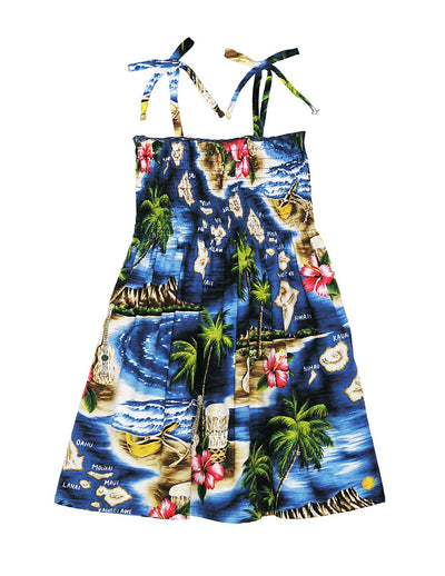 Girls Tube Top Smock Dress Hawaiian Polynesian