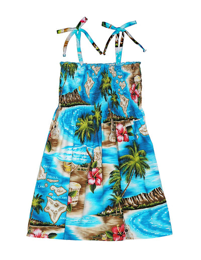 Girls Tube Top Smock Dress Hawaiian Polynesian