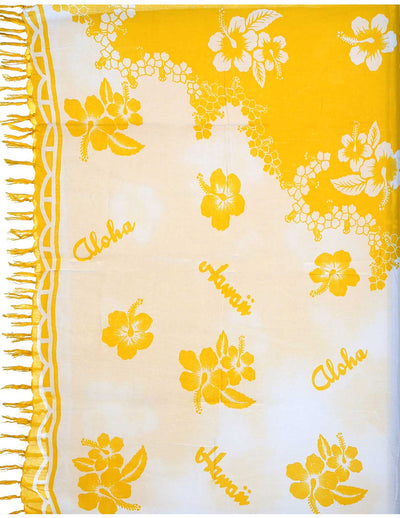 White Yellow Soft Rayon Sarong Cover up Pareo