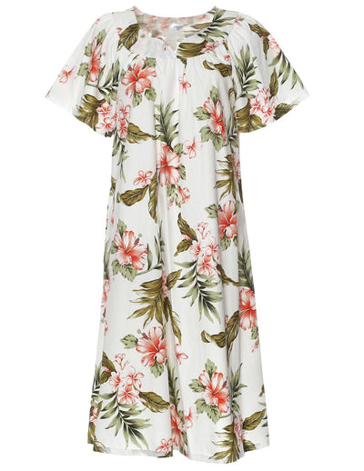 Kahua Plumeria Short Hawaiian Muumuu Dress