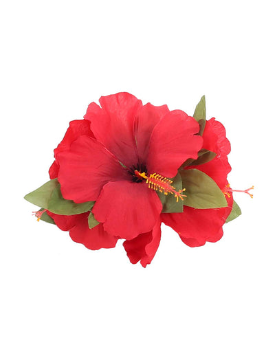 Three Silk Red Hibiscus Flower Cluster Hair Clip