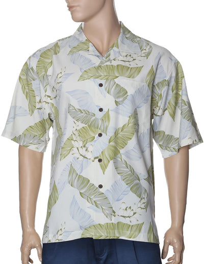 Men Silk Shirt Tropical Kihei Green