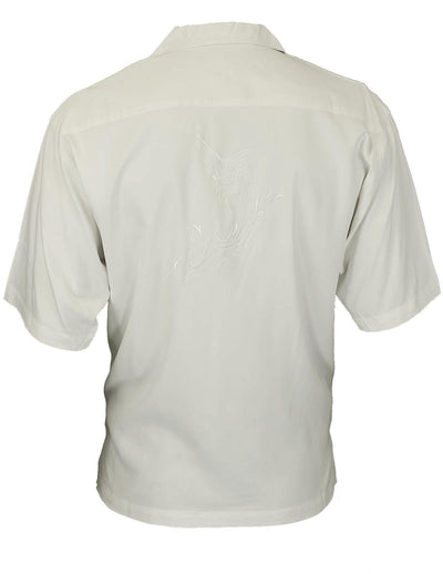 Cream Silk Shirt Embroidered Swordfish