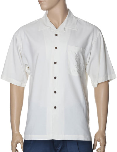 Cream Silk Shirt Embroidered Swordfish