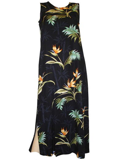 Sleeveless Hawaiian Dress Ankle Length Bamboo Paradise