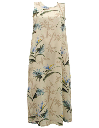 Sleeveless Hawaiian Dress Ankle Length Bamboo Paradise