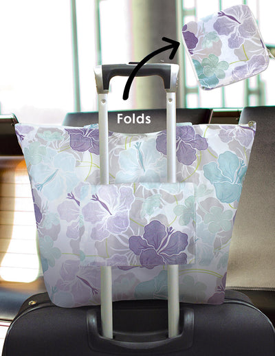 Modern Hibiscus Deluxe Foldable Tote