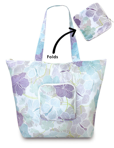 Modern Hibiscus Deluxe Foldable Tote