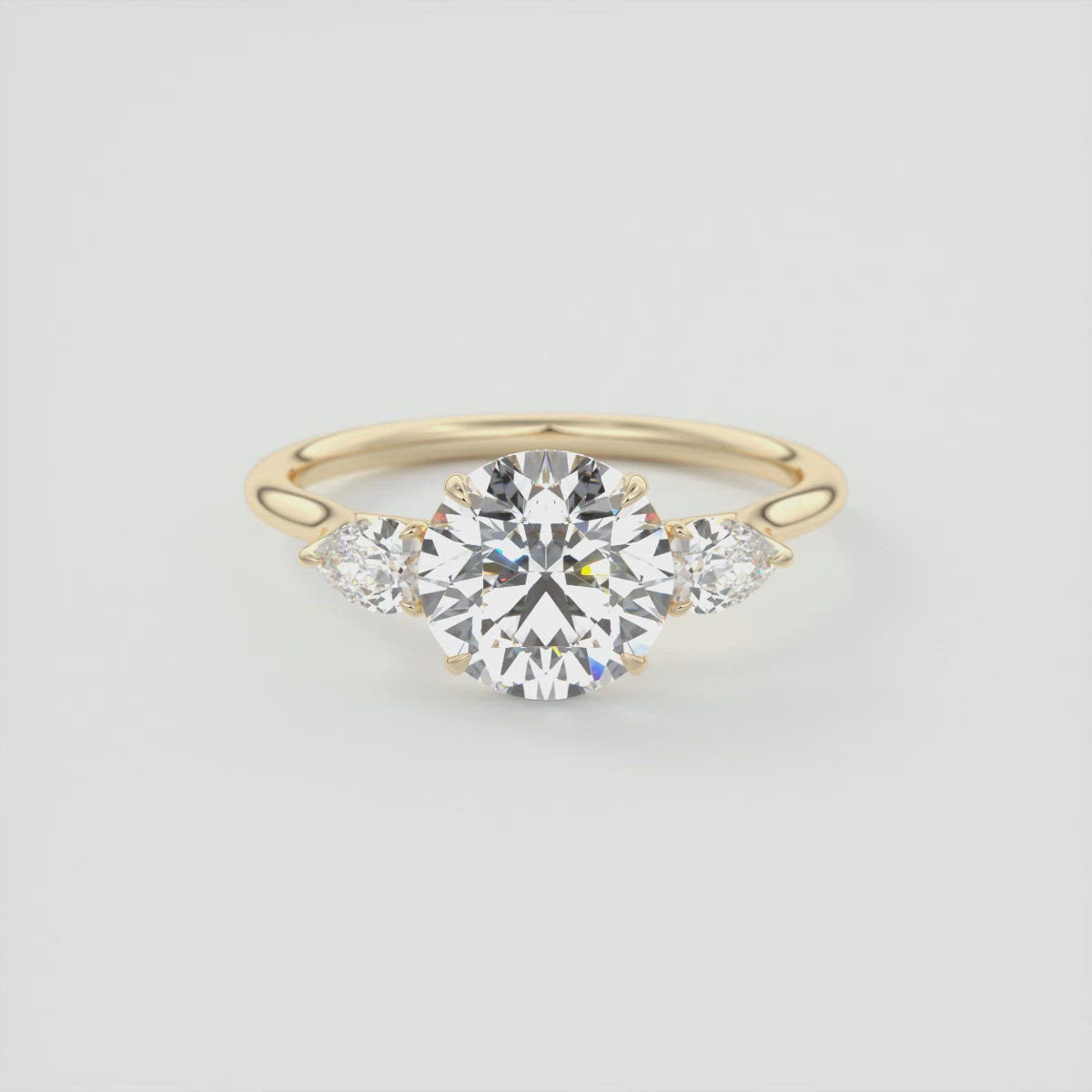 2CT 3 Stone Round Cut Diamond Moissanite Engagement Ring