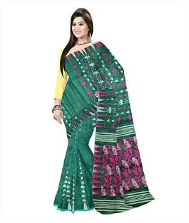 Pradip Fabrics Ethnic Women's Cotton Tant Green Color Saree