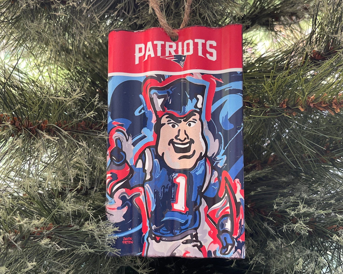 New England Patriots Metal Ornament by Justin Patten