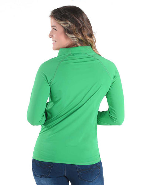 Cowgirl Tuff Womens Cooling Upf Money Green Nylon Ls Shirt The Western Company