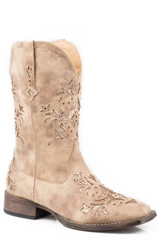 Roper Womens Beige Faux Leather Kennedy Cowboy Boots