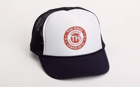 Tin Haul Unisex White/Navy 100% Cotton Red Circle Baseball Cap