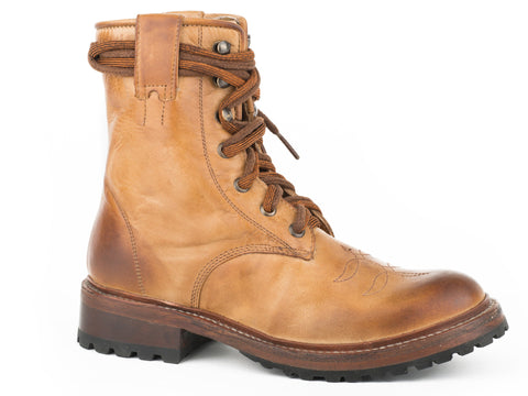 Stetson Womens Tan Leather August 7In Combat Ankle Boots