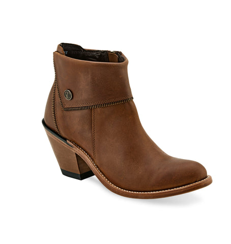 Old West Tan Womens Leather Zipper Ankle Boots