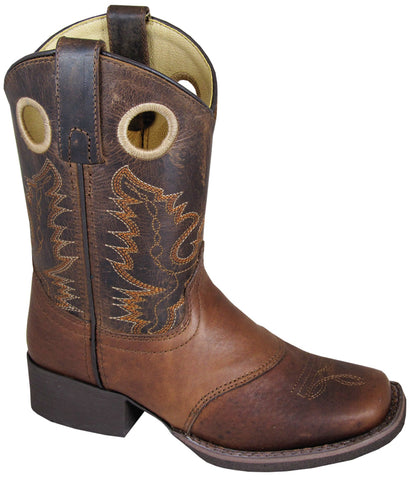 Smoky Mountain Boots Children Boys Luke Brown Leather Cowboy Embossed