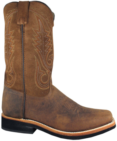 Smoky Mountain Boots Mens Boonville Brown Distress Leather Square Toe