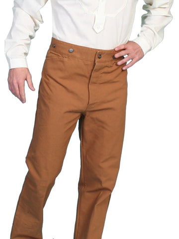 Scully Mens Wahmaker Button Fly Saddle Pants Brown 100% Cotton Canvas