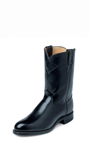 Justin Mens Black Kipskin Leather Western Boots 10in Roper