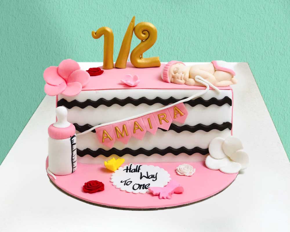 Six month baby girl cake - Half Cake – Bookmycake