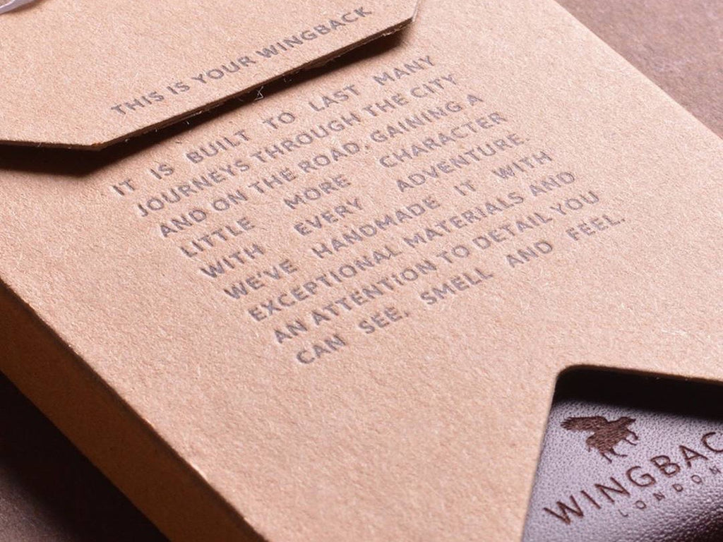 Wingback card holder in packaging