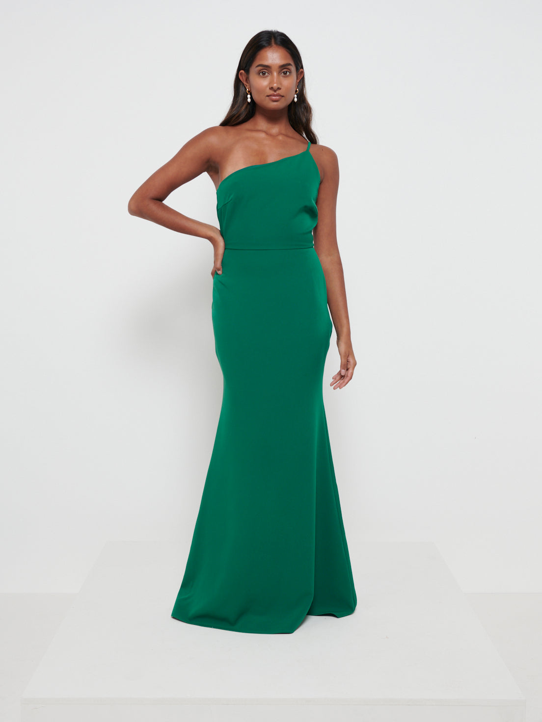 Amelia Crepe Maxi Bridesmaid Dress - Emerald, 12