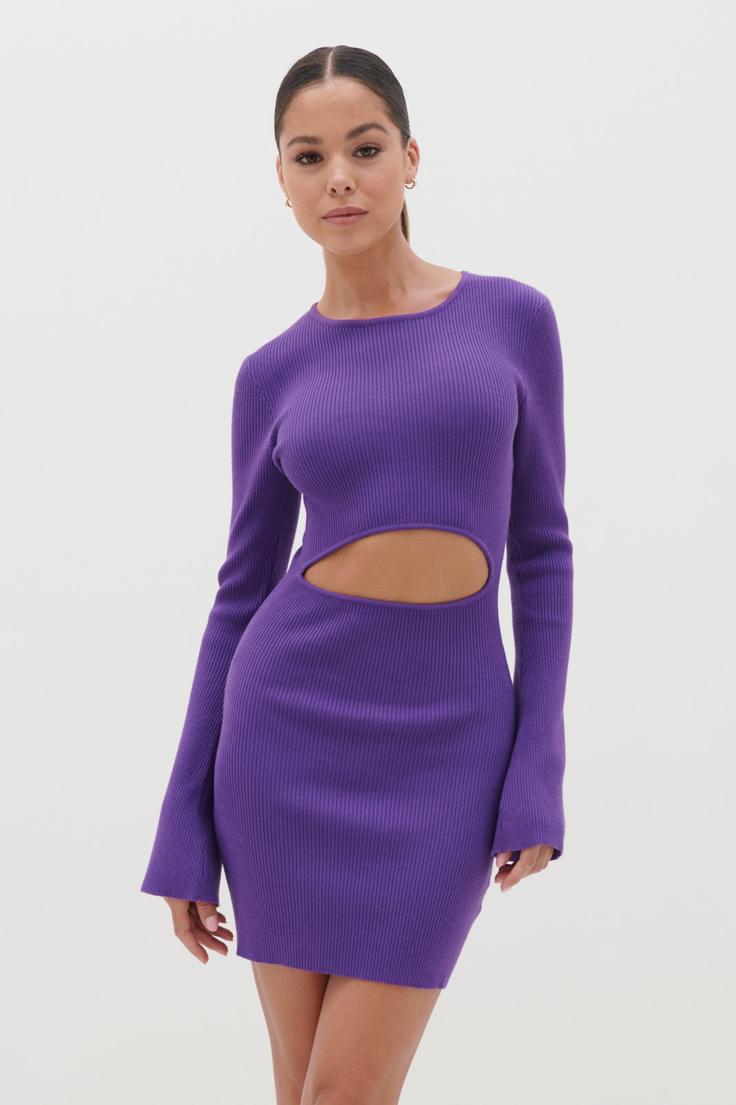 Codey Cut Out Mini Knit Dress - Iris, XS