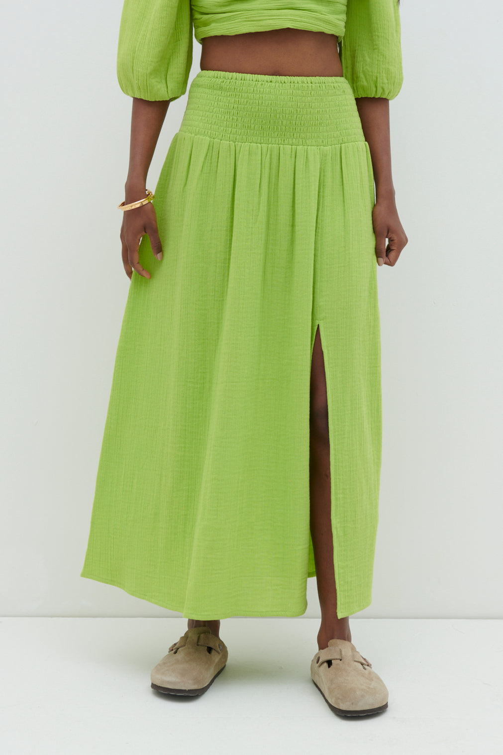 Ingrid Ruched Midaxi Skirt - Lime, 16