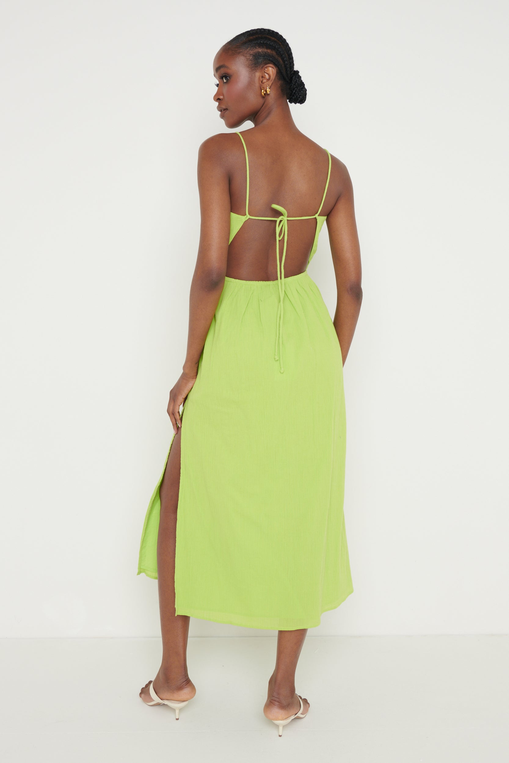 Talia Cut Out Midaxi Dress - Lime, 12