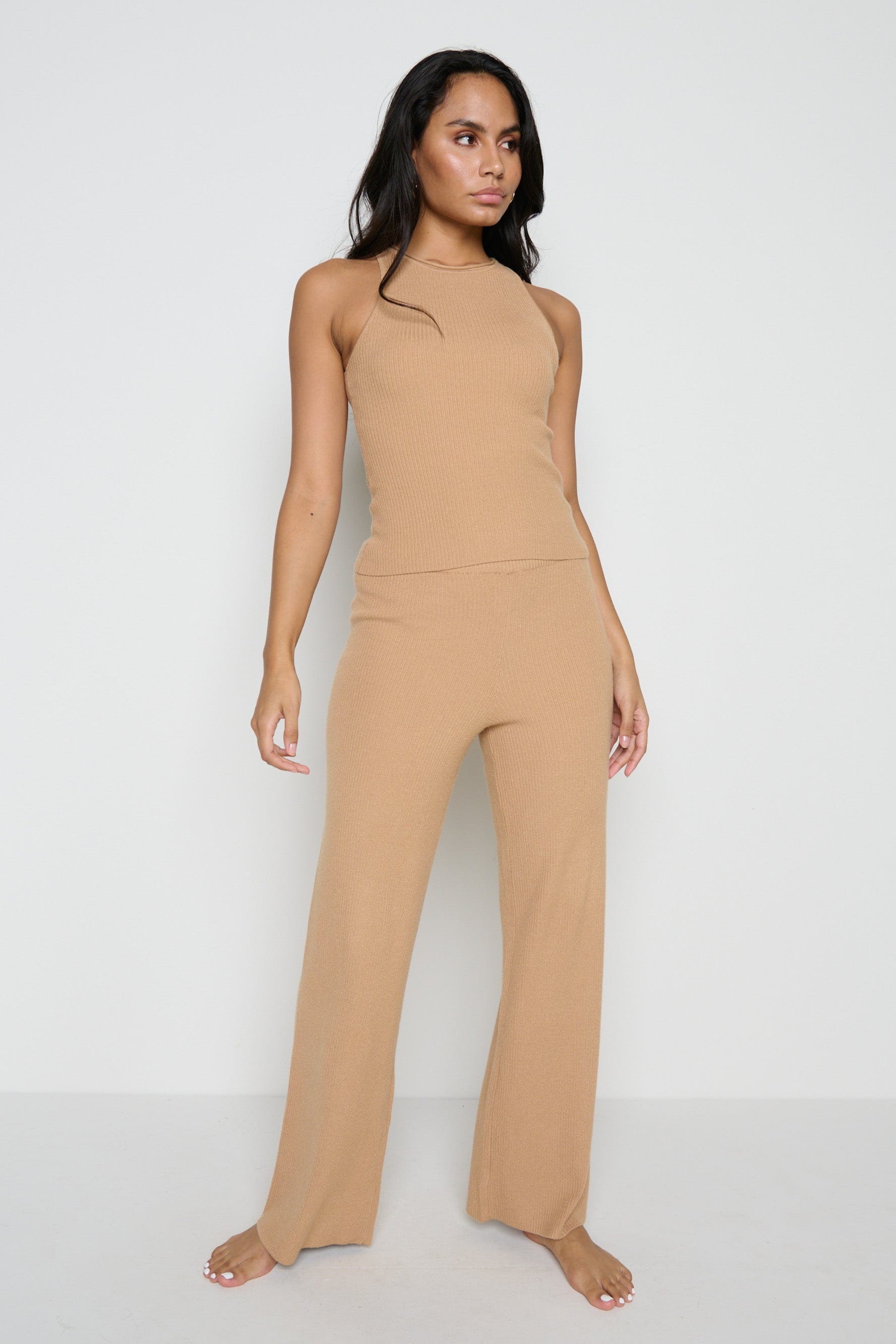 Billie Ribbed Trousers - Camel, L