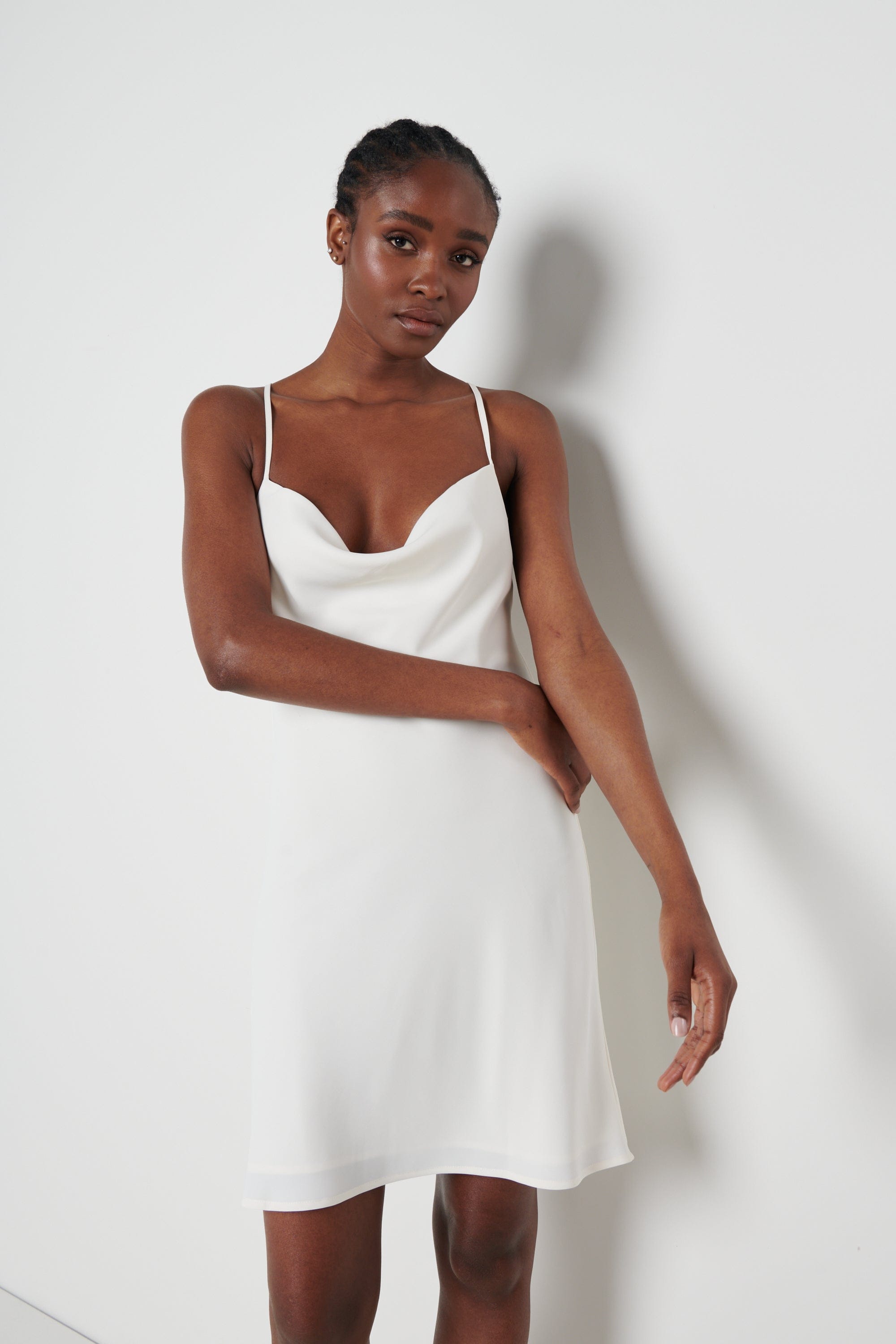 Keisha Backless Cowl Neck Dress - White, 16